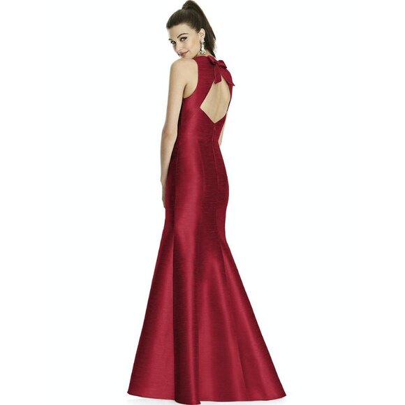 ALFRED SUNG Dresses & Skirts - Alfred Sung Dupioni Red Sleeveless Open Back Flared Bridesmaid Dress P4651
